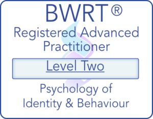 Badge showing that I am a Level 2 registered advanced practitioner in BWRT Psychology of identity and behaviour